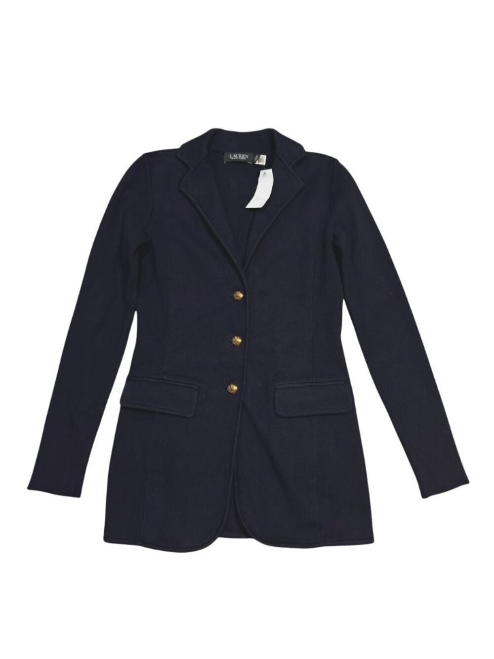 NWT Lauren Ralph Lauren Navy Cotton Knit Blazer Slim Fit XS MSRP $225